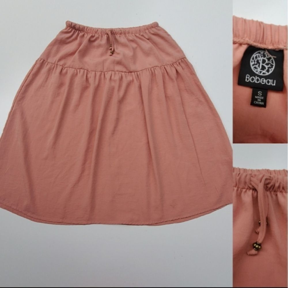 S NORDSTROM BOBEAU pale pink mauve FLOWY MIDI BOHO SKIRT small